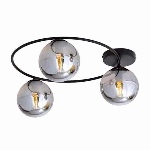 Euluna Ascella Dimmable Modern Ceiling Light in Black Metal and Glass with 3 x E14 Light Sources