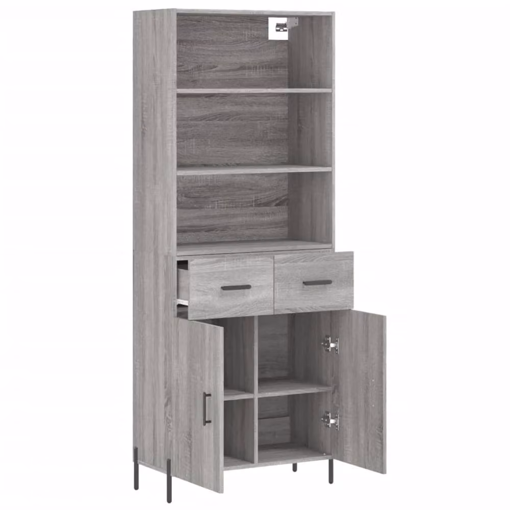 Berkfield Home Grey Sonoma Highboard with Hinged Doors and Internal Shelves, W/D/H: 69.5 x 34 x 180 cm – 3