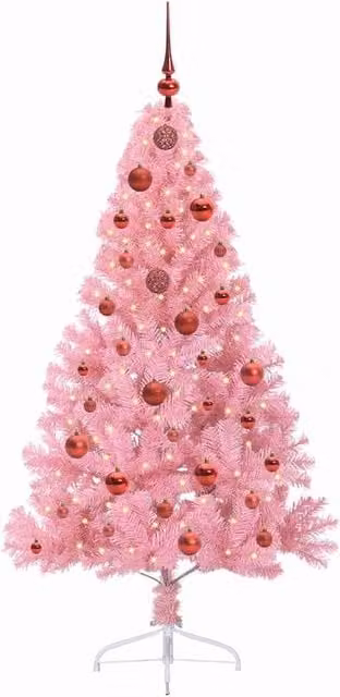 Berkfield Home Beautiful Pink Artificial Pre-lit Christmas Tree with 150 LEDs – 1