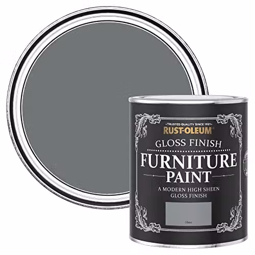 Rust-Oleum Grey Gloss Water-Based Wood Paint, 750ml