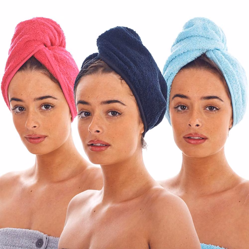 Keanu Multicolour Cotton Terrycloth Turban Towel Pack of 3 – 1