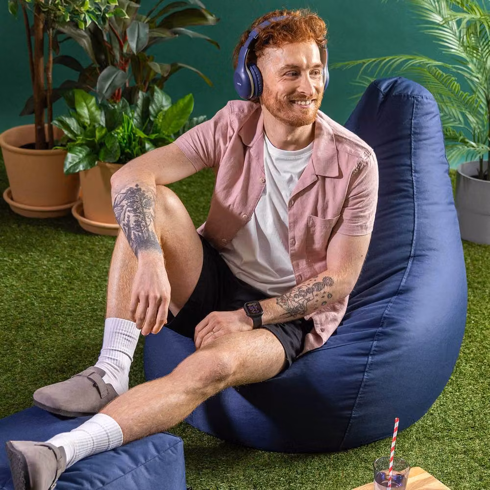 Bean Bag Bazaar icon Gaming Recliner Indoor and Outdoor Bean Bag with Footstool in Blue – 4