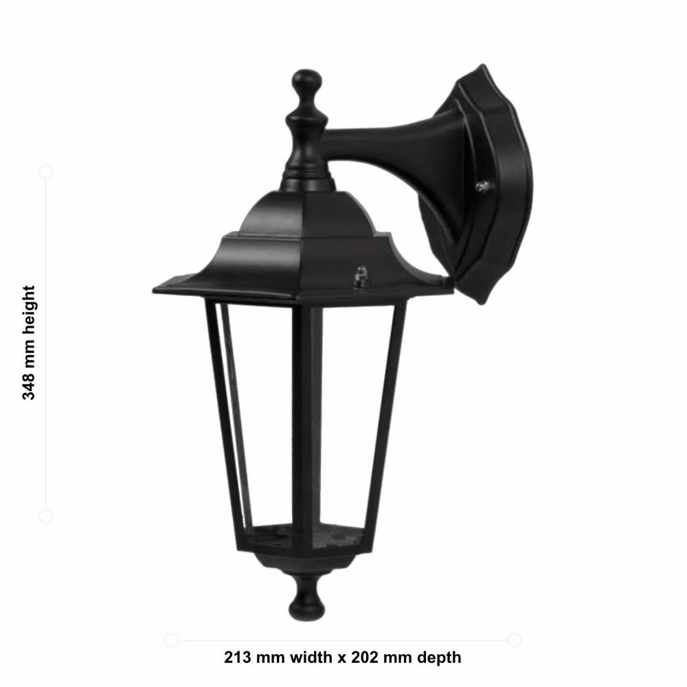 First Choice Lighting Cumbria Black and Transparent IP44 Outdoor Downward Wall Lantern – 3