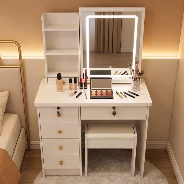 SPETLEK White Hollywood LED Dressing Table – 1