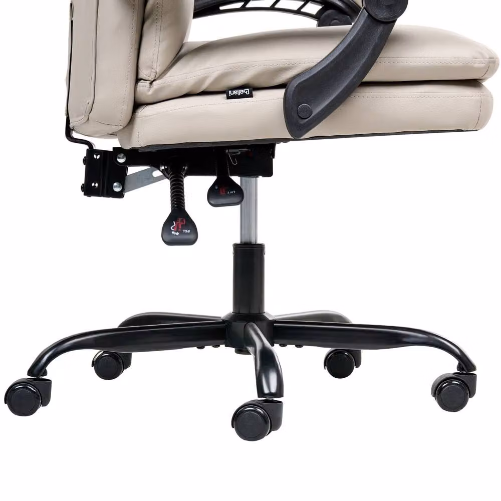 Wyld and Coco Executive Office Chair in Beige Faux Leather with Headrest and Armrests – 4