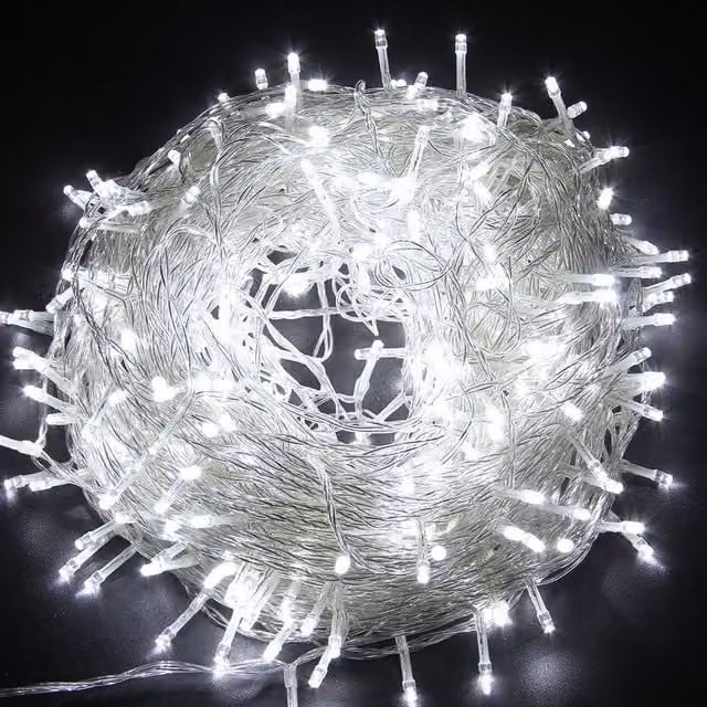 Shatchi 400 LED Cool White Waterproof Outdoor String Fairy Lights with Multifunction Timer