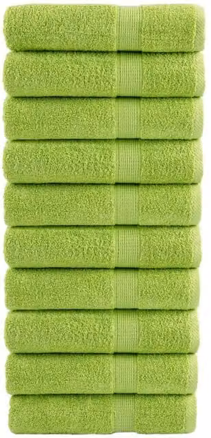 Berkfield Home SOLUND Premium Cotton Terry Bath Towels, 10 Piece Set, Green, W: 100 cm, L: 150 cm, 600 gsm – 1