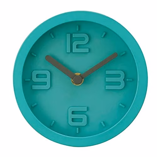 Premier Housewares Modern Round Metal Wall Clock in Cyan, Black or Green, W/D/H: 16 x 16 x 4 cm