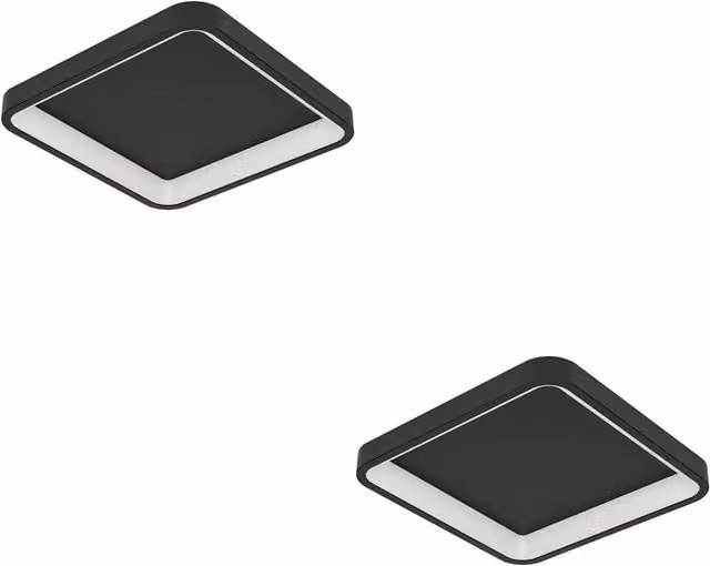Loops 2 Pack Modern Black Square LED Ceiling Light with RGB Colour Changing Function