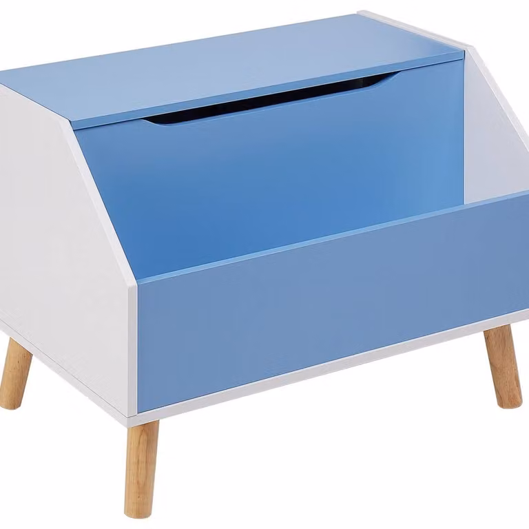 Wyld and Coco Kids Storage Box in Blue with Soft Close Lid and Shelf, W: 41.0 cm, D: 43.0 cm, H: 60.0 cm