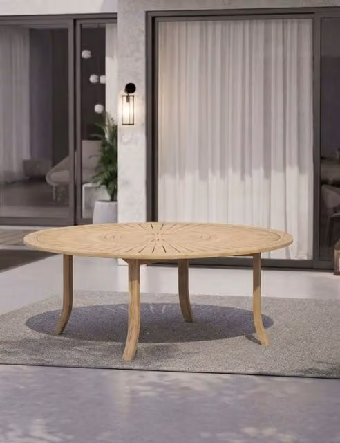 Royalcraft Maris Round 6 Seater Acacia Wood Garden Dining Table in Natural Brown