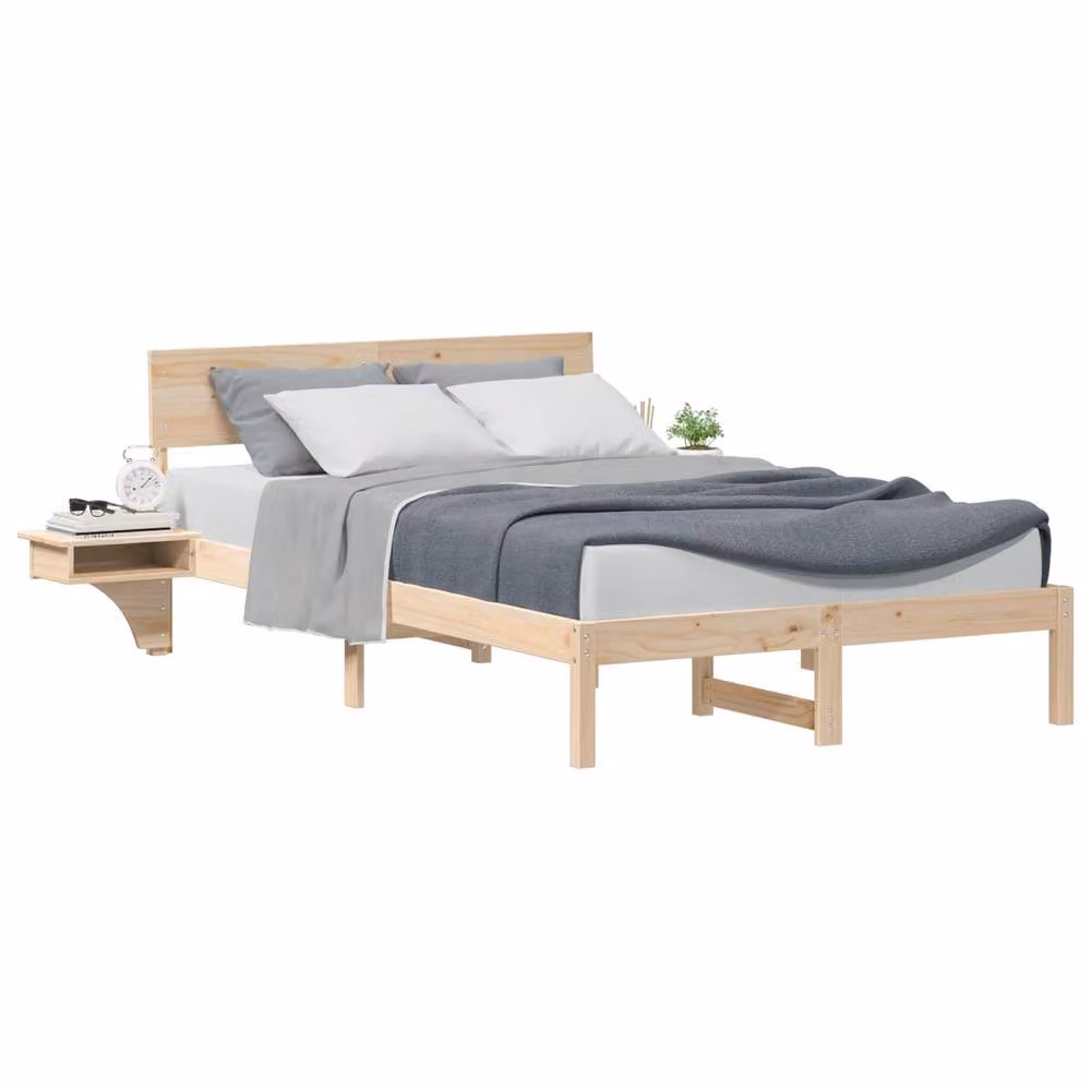 Berkfield Home Solid Pine Wood Bed Frame with Headboard in Brown, W/D/H: 120 x 200 cm – 2