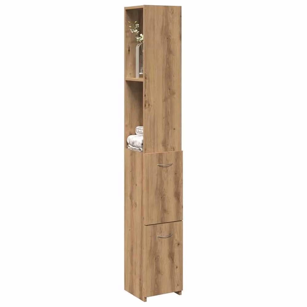 Berkfield Home Artisan Oak Bathroom Cabinet in Brown, W/D/H: 25 x 25 x 170 cm – 2