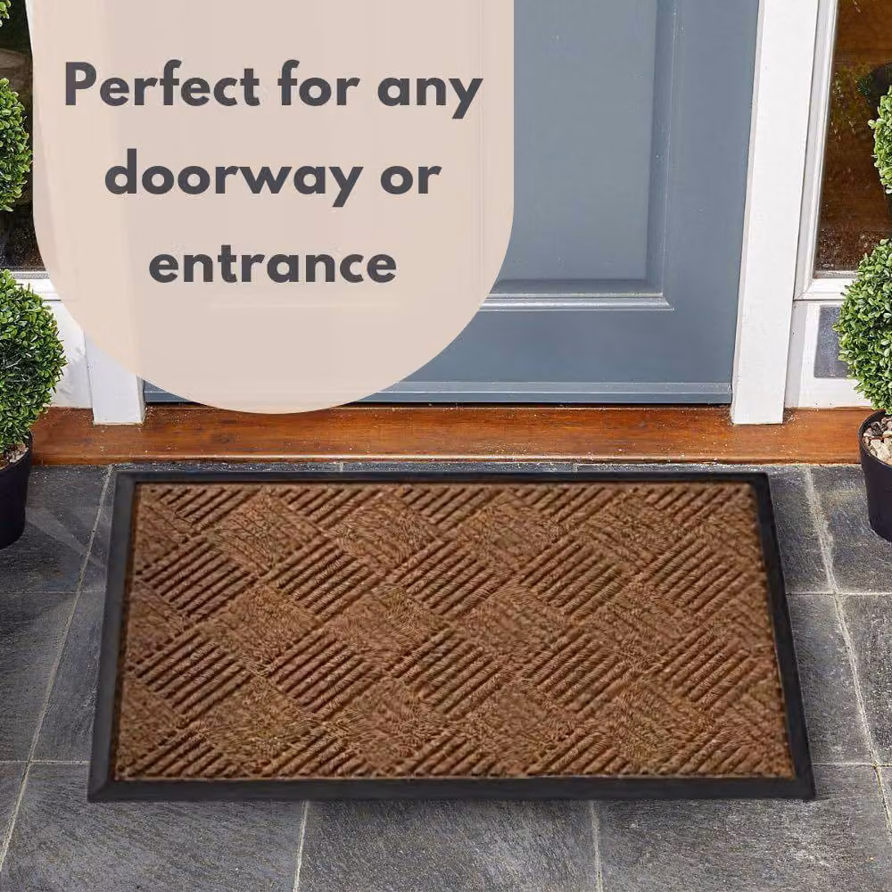 Marco Paul Non Slip Heavy Duty Door Mat, Chestnut Chequered in Brown, W: 45 cm, D: 75 cm – 6