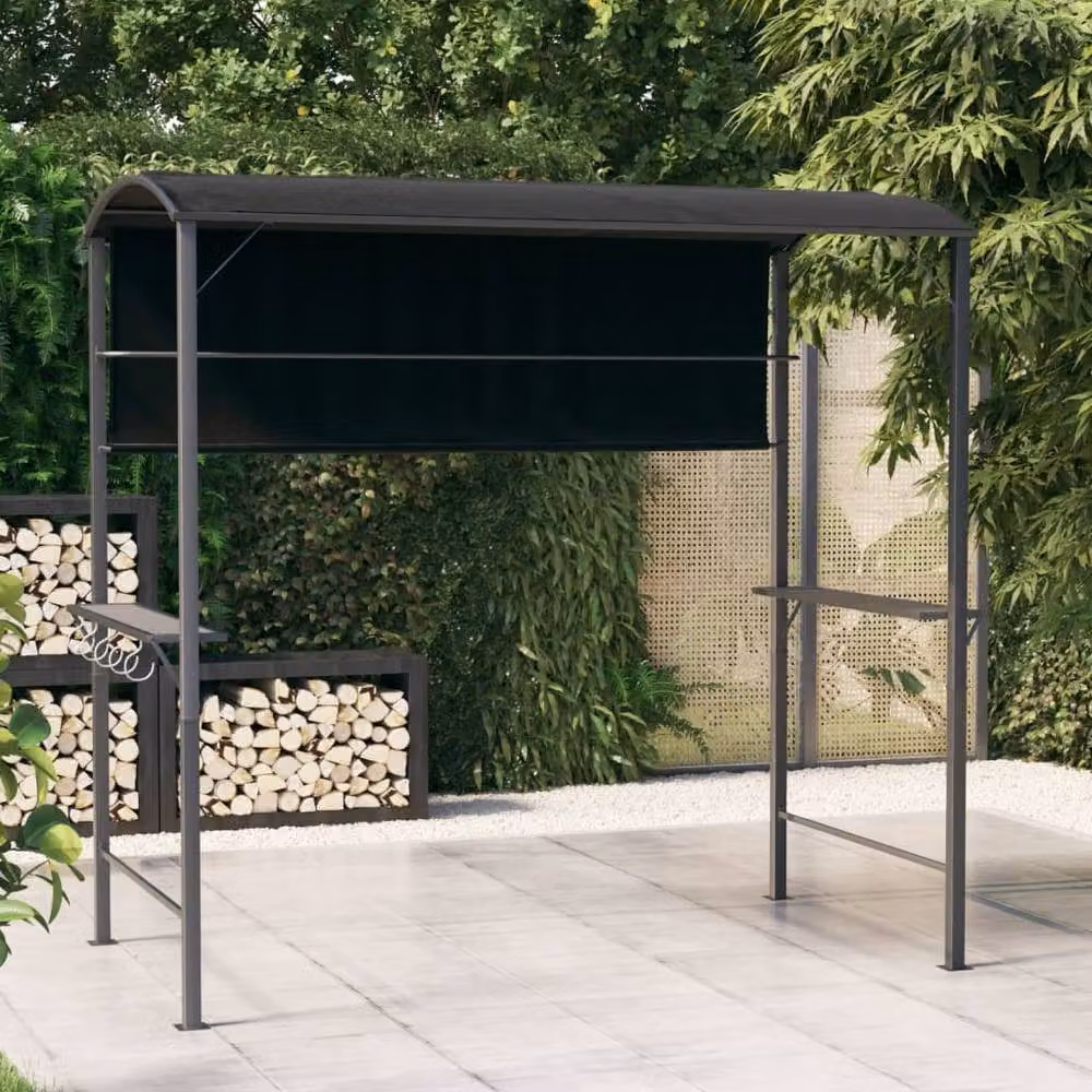 Berkfield Home Gazebo with Curved Roof in Anthracite and Black, W/D/H: 220 x 110 x 200 cm – 2