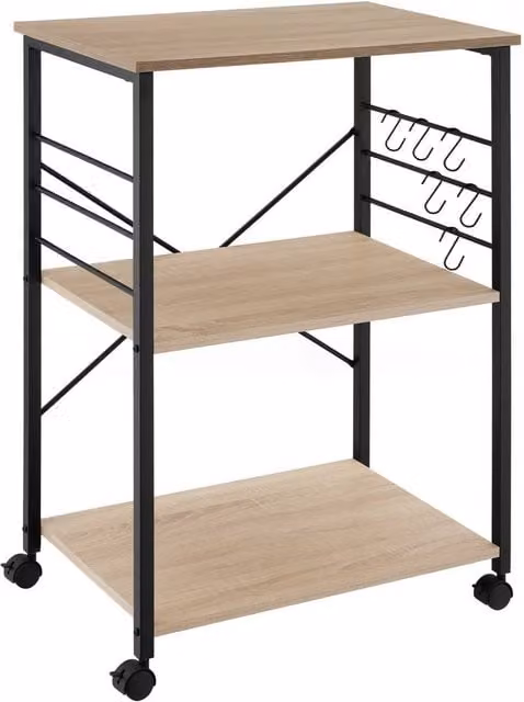 tectake Rugby Modern Drinks Trolley in Light Oak and Glass