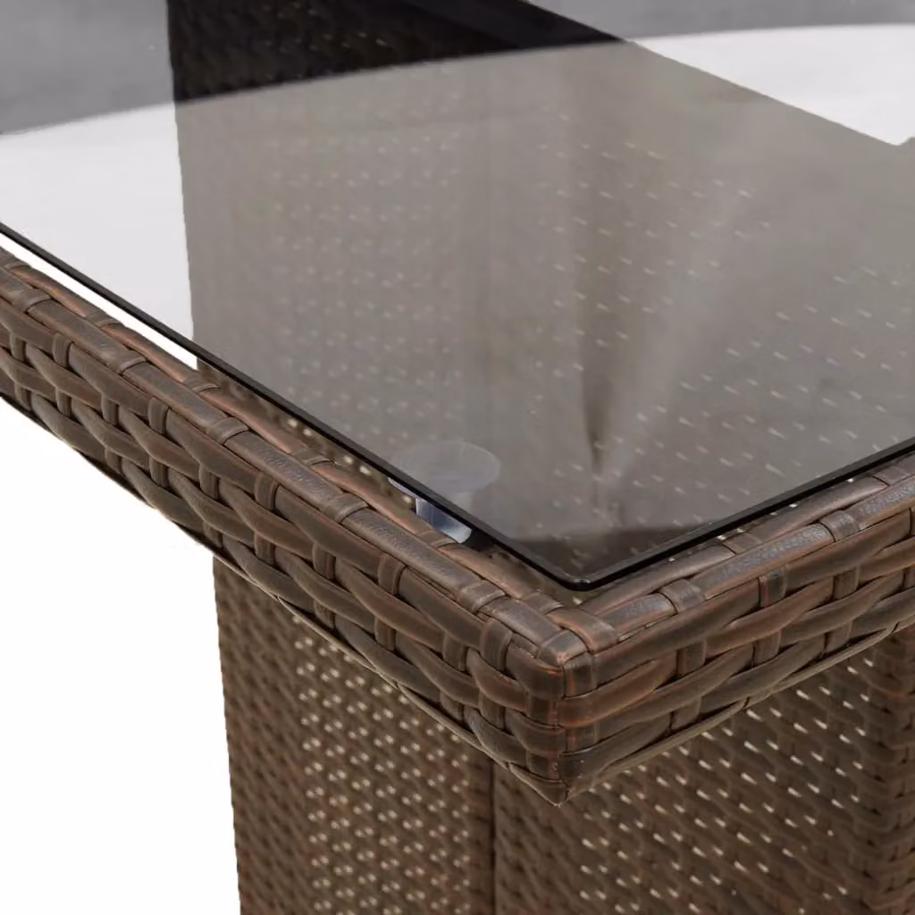 Berkfield Home Modern Brown Poly Rattan Garden Table with Glass Top, W/D/H: 240 x 90 x 75 cm – 6