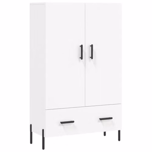 vidaXL Modern White Highboard with Hinged Doors and Internal Shelves, W: 69.5 cm, D: 31 cm, H: 115 cm
