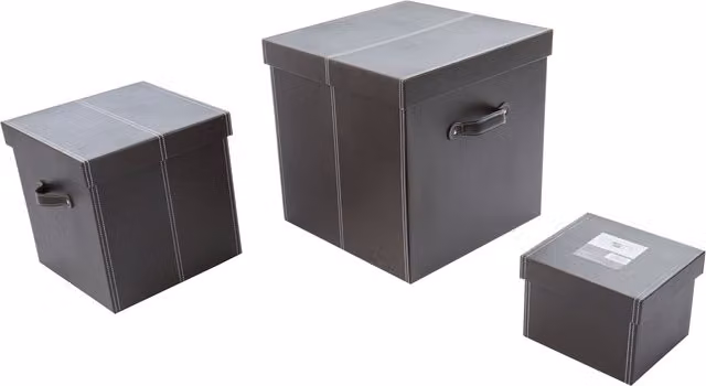 Orsina Set of Three Brown Faux Leather Storage Boxes – 1