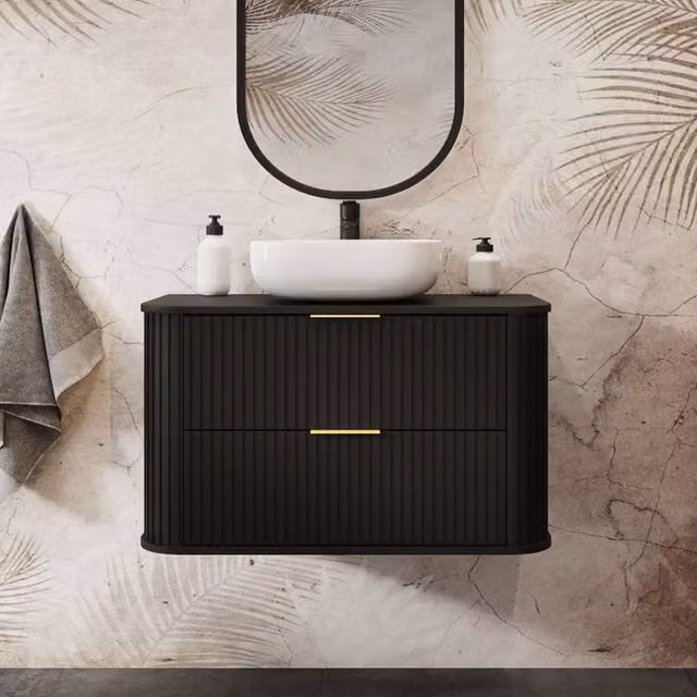 Heze Furniture Glamour Style 2 Drawer Bathroom Vanity Cabinet in Black W/D/H: 80 x 41.5 x 51.7 cm – 1
