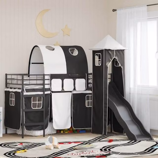 Berkfield Home Kids Loft Bed Frame in Black Metal, W: 75 cm x L: 190 cm – 1