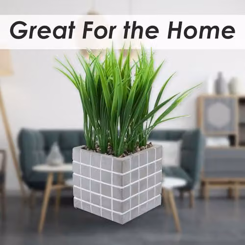 VFM e-Store Modern Grey Concrete Artificial Grass Plant Pot, H 22 x W 11 cm – 3