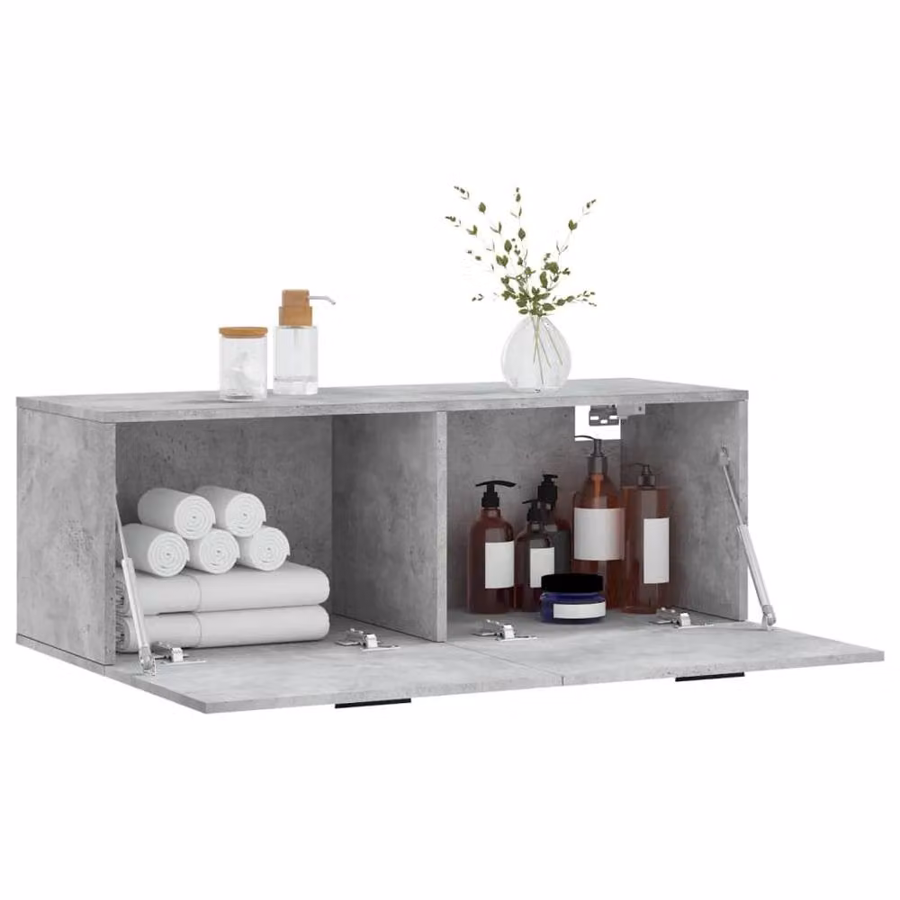 Berkfield Home Wall Mounted Cabinet in Concrete Grey, W: 100 cm, D: 36.5 cm, H: 35 cm – 2