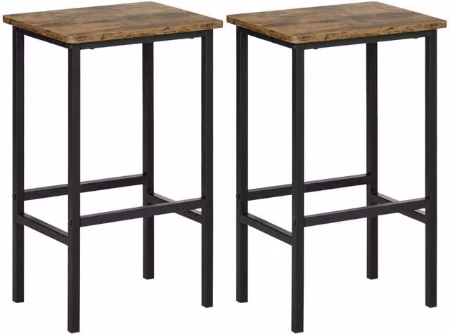 FLAVORA Industrial Metal Bar Stools Set of 2 in Brown and Black – 1