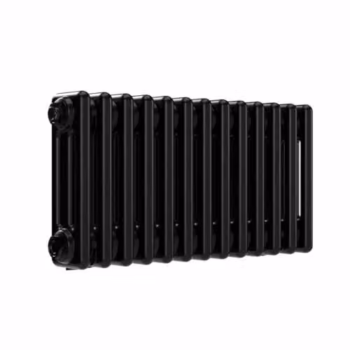 Lux Heat Black Horizontal 3 Column Traditional Steel Radiator, H 30.0 cm x W 60.5 cm x D 11.8 cm