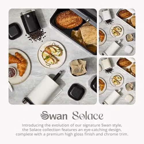 Swan Solace Set of 3 Black Metal Canisters for Tea, Coffee and Sugar, 1.5 l each – 8