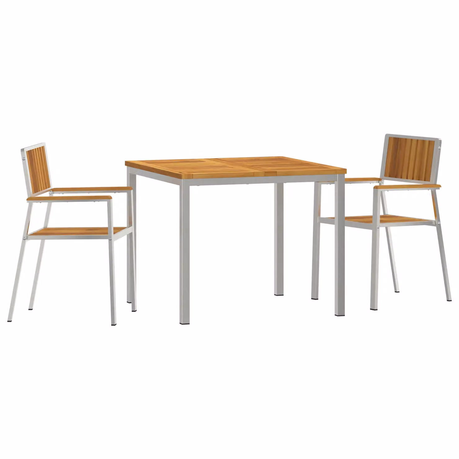 Berkfield Home 3 Piece Modern Garden Dining Set in Brown Acacia Wood and Metal – 2