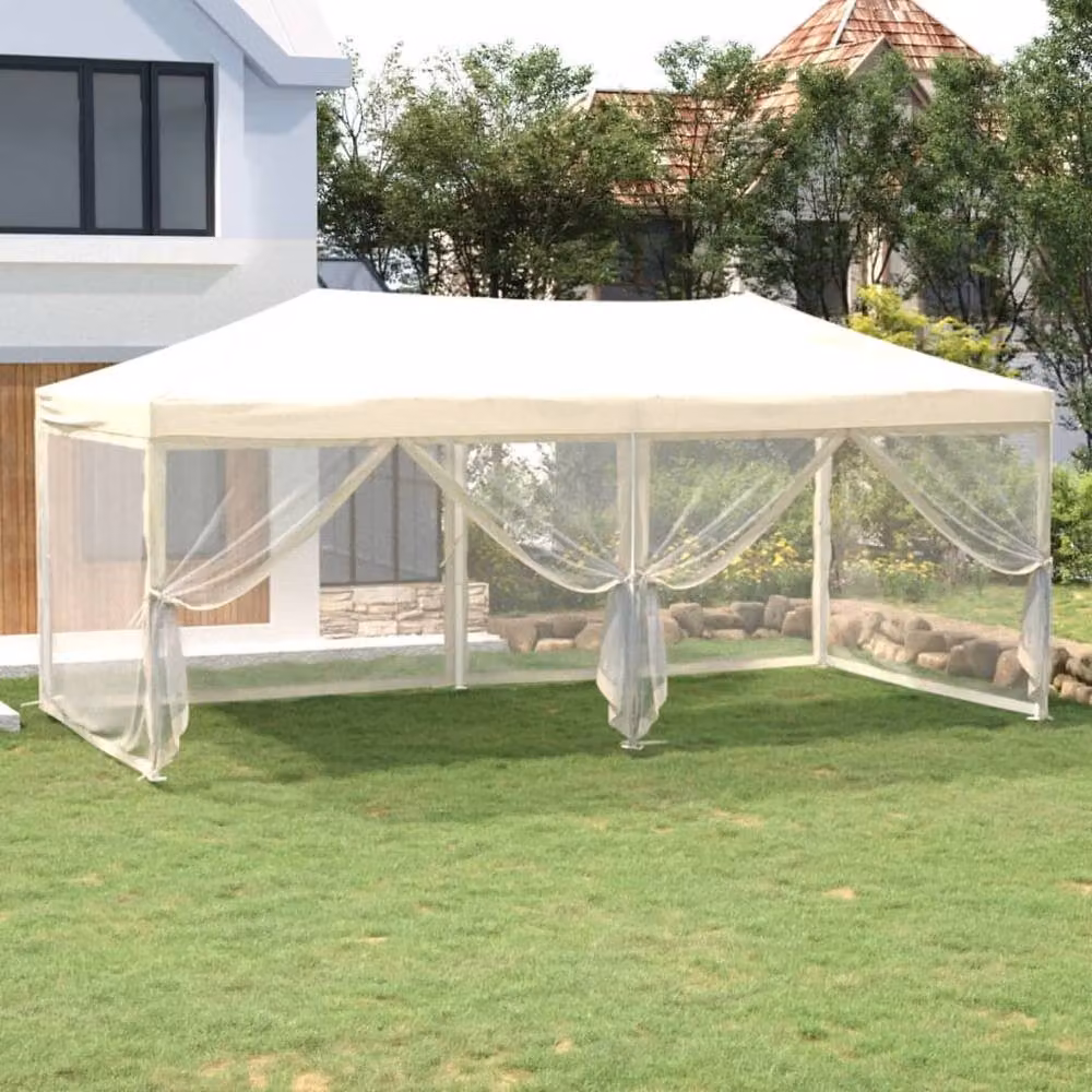 Berkfield Home Folding Party Tent with Sidewalls in Beige, W: 6 m, D: 3 m, H: 3 m – 2