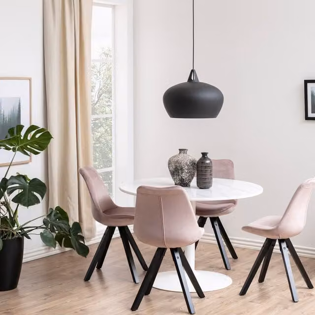 Furniture To Go Tarifa Round Dining Table, White Marble, Diameter: 110 cm