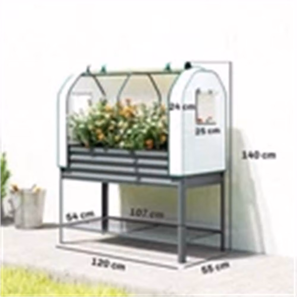 Nordara Galvanised Steel Raised Planter in Grey, W/D/H: 140 x 120 x 55 cm – 2