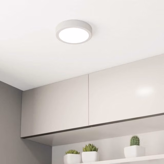 Eglo Fueva 6 IP44 LED CCT White Plastic Ceiling Light, Diameter: 16.6 cm