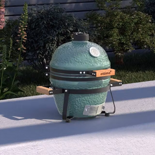 Charles Bentley Searsmith 13 inch Kamado Charcoal BBQ Grill in Green with Thermometer – 1