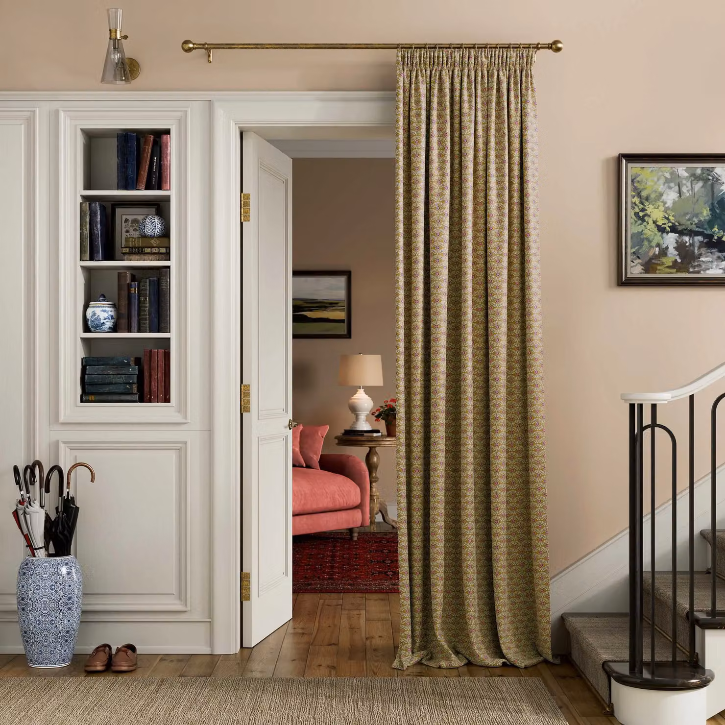 Joules Floral Foulard Opaque Cotton Curtains, Yellow/Multicolour, W: 167.64 cm, H: 137.16 cm – 2