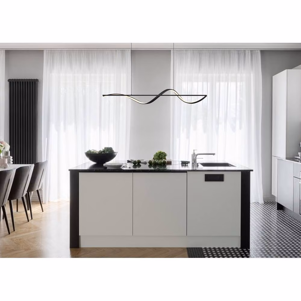 Globo Lighting Modern LED Hanging Pendant Lamp in Black, Height Adjustable, W/D/H: 120 x 20 x 150 cm – 5