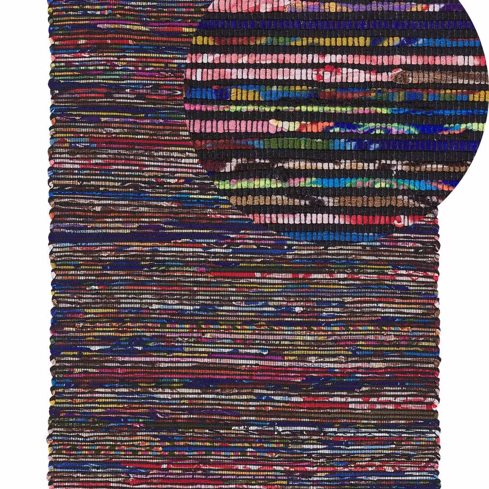 Wyld and Coco Handwoven Boho Striped Rectangular Rug in Multicolour Cotton and Polyester, W: 140 cm, L: 200 cm – 2