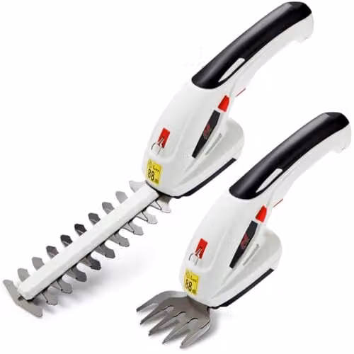 Netta 2-in-1 Cordless Hedge Trimmer and Grass Shear in White with 7.2V 1500mAh Rechargeable Lithium-Ion Battery and 2 Interchangeable Blades