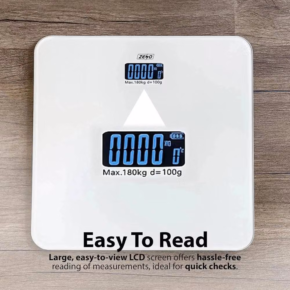 NESTLUNE White Digital LCD Electronic Personal Body Scales with Glass Surface, W: 60 cm, D: 100 cm – 2