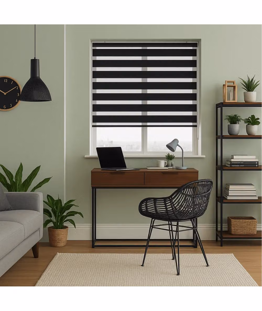 New Edge Blinds Black and White Day & Night Zebra Roller Blind, W: 150 cm, H: 165 cm – 2