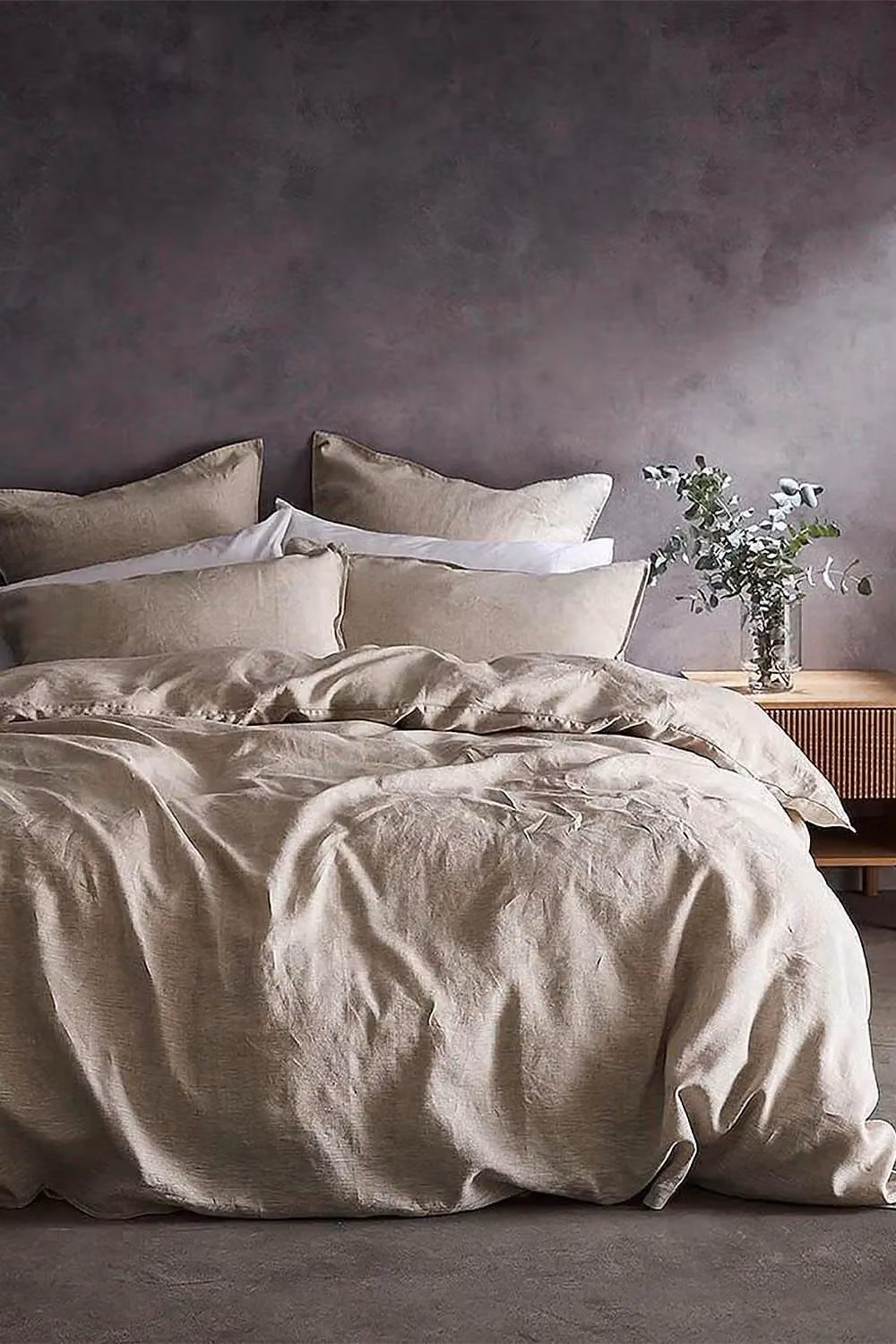 Lazy Linen Pure Washed Linen Fitted Sheet in Beige, Size: 200 x 200 cm – 2