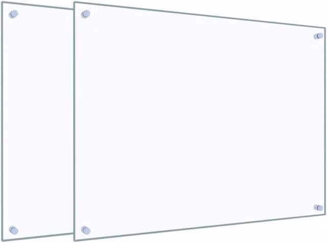 Berkfield Home Kitchen Backsplash, 2 Pack of Transparent Tempered Glass, W: 80 cm, H: 60 cm