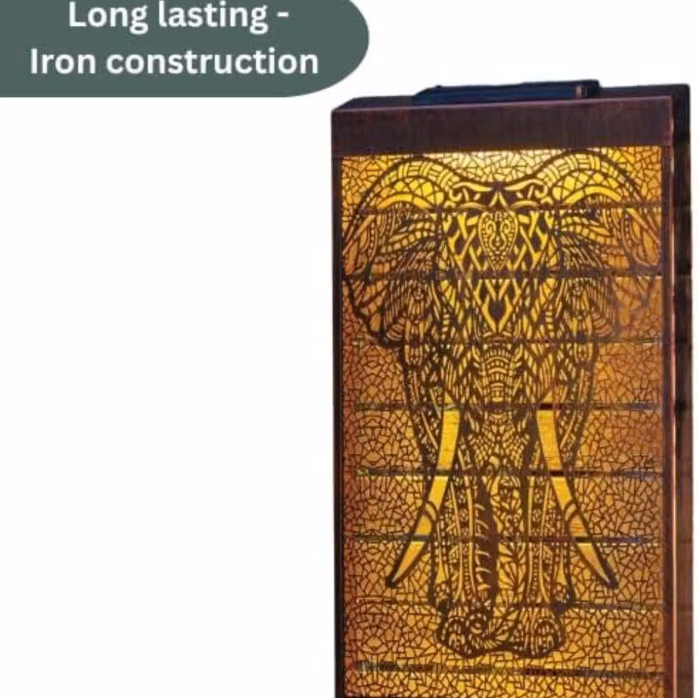 Marco Paul Solar LED Elephant Wall Panel in Bronze, Width: 50 cm – 6
