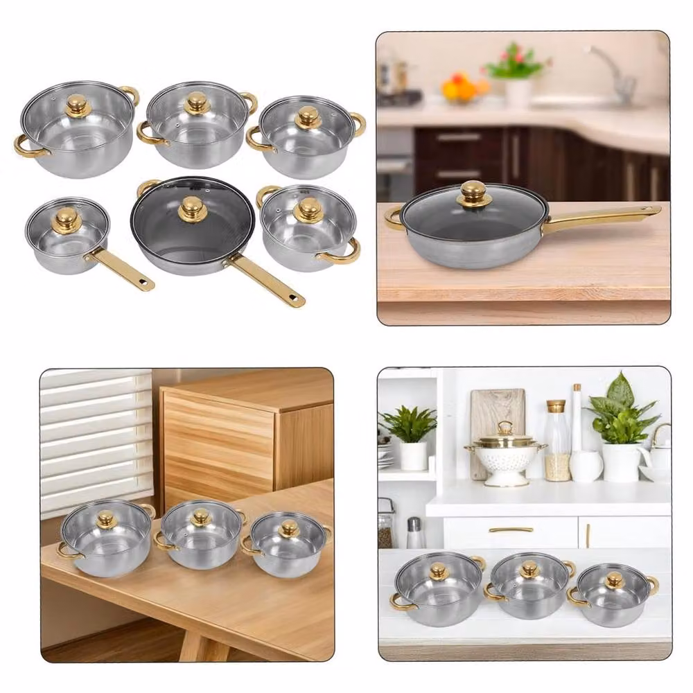 SPETLEK 20-Piece Non-Stick Stainless Steel Cookware Set with Silicone Details in Metallic Silver and Black – 5