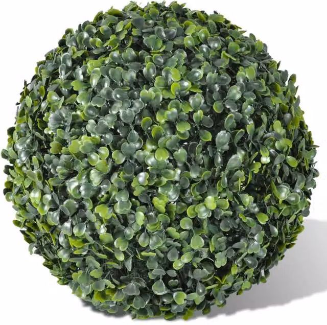 Berkfield Home Green Boxwood Ball Artificial Leaf Topiary, 2 Pack, Diameter: 35 cm