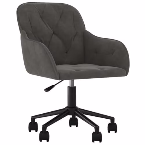 vidaXL Velvet Swivel Task Chair in Grey, W/D/H: 56 x 61.5 x 72 cm – 1