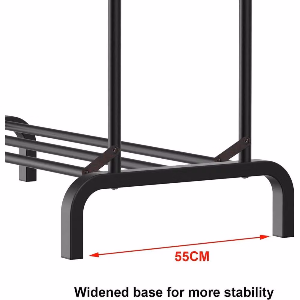 FLAVORA Heavy Duty Industrial Metal Clothes Rail in Matt Black, W/D/H: 50 x 50 x 145 cm – 4