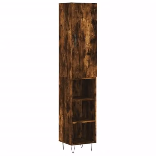 vidaXL Industrial Highboard in Smoked Oak, Brown Engineered Wood and Metal, W/D/H: 34.5 x 34 x 180 cm – 1